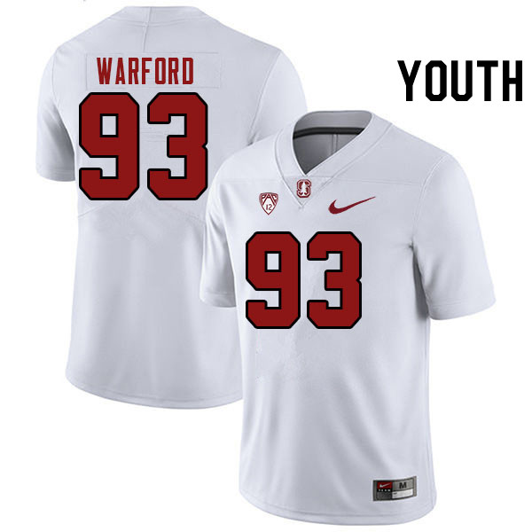 Youth #93 Peyton Warford Stanford Cardinal College Football Jerseys Stitched Sale-White
